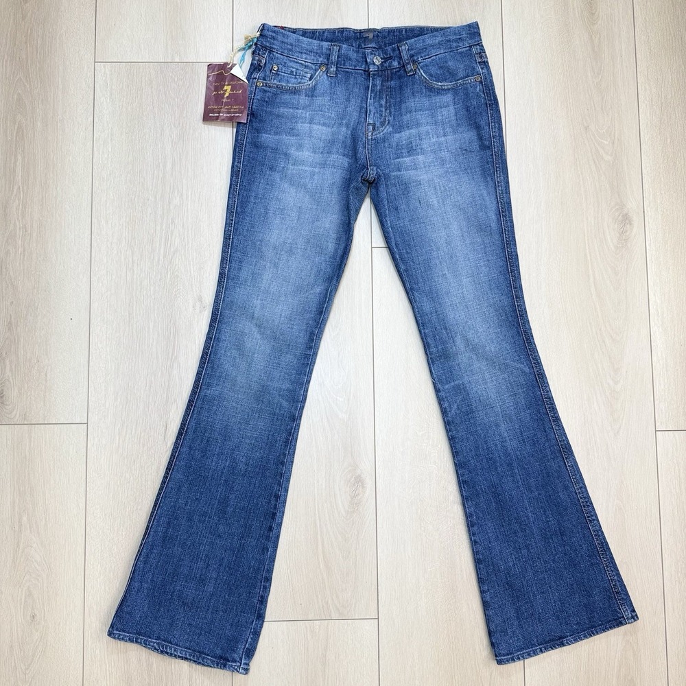 VTG Y2K 7 For All Mankind Womens 27 Bootcut Jeans Rhinestone A Pocket Denim NWT!